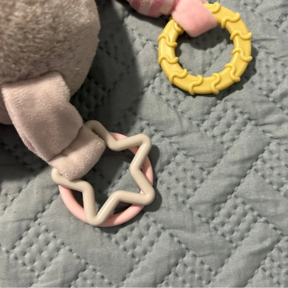 Kelly Baby Kellytoy 10” Elephant Plush Baby Rattle Toy pink Grey Soft